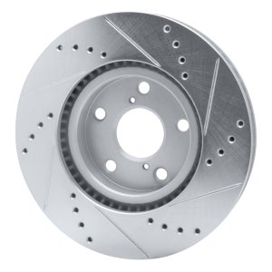 Lexus IS300 Brake Rotor (1) - Front Left - R1 Concepts - Drilled & Slotted - Silver - `92-`10